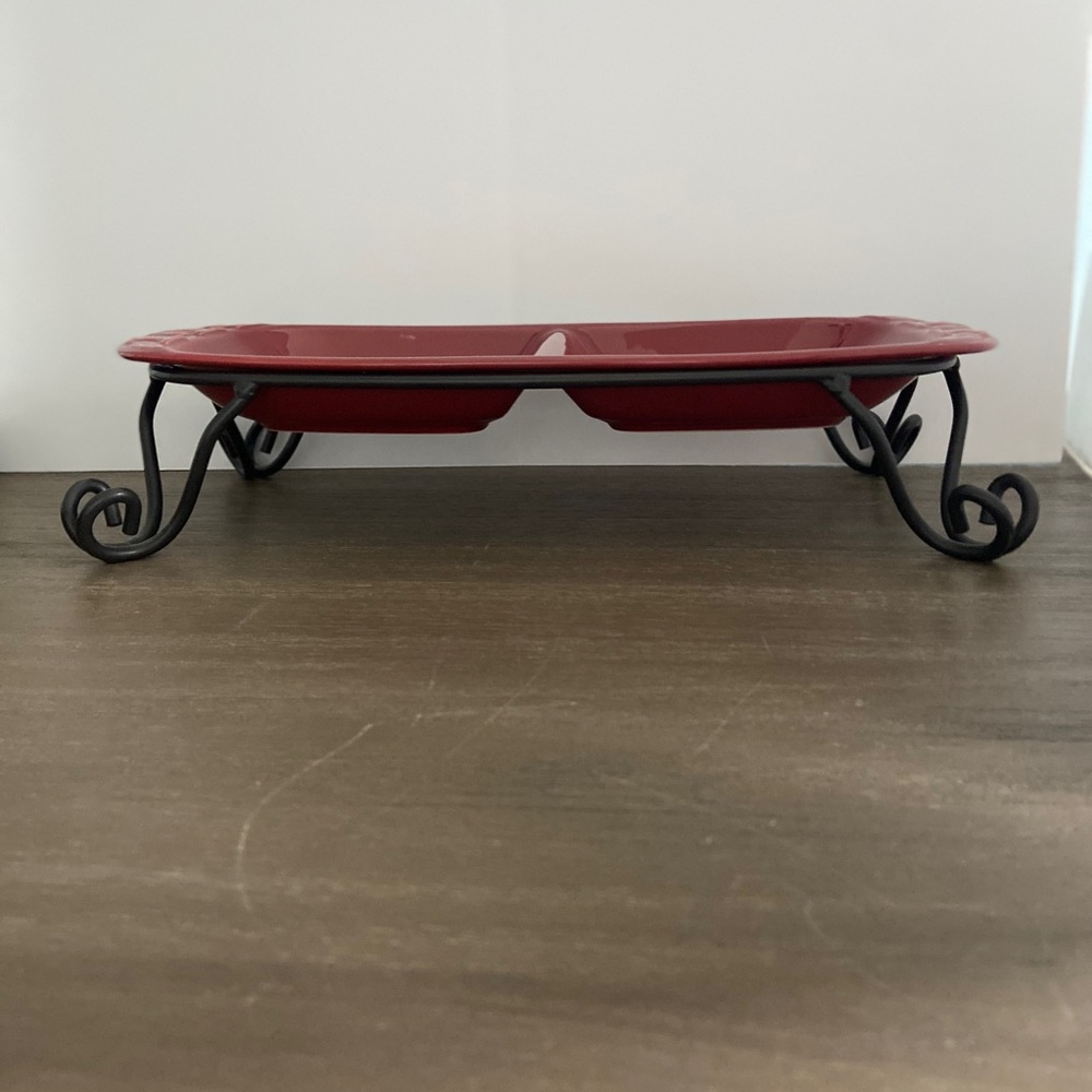 Longaberger Divided Serving platter with Stand